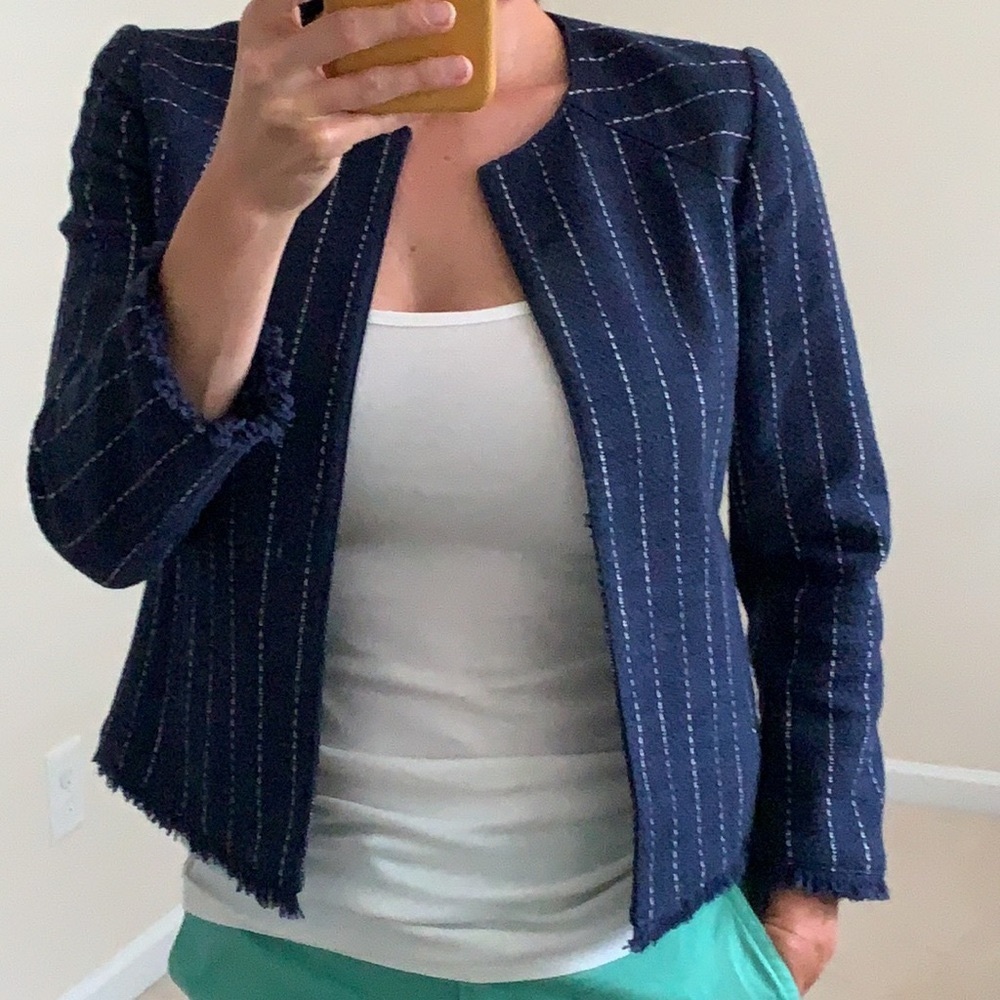 Banana Republic Navy 3/4 Sleeve Blazer